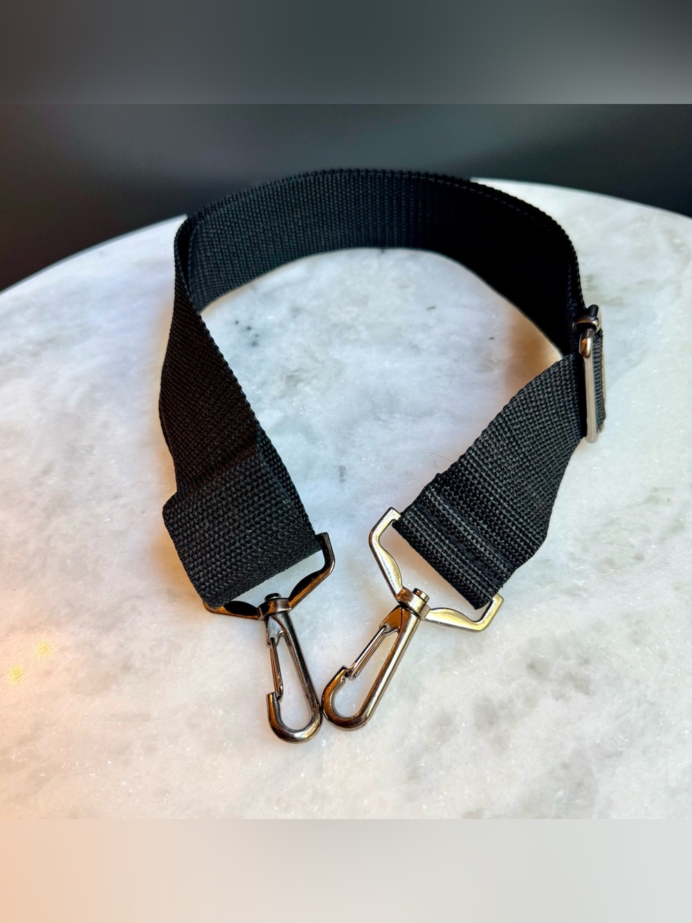 Adjustable Black Nylon Strap with Metal Clasps